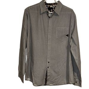 Smash Mens XL Black White paisley Contrast Flip Cuffs Cotton Button-Up Shirt